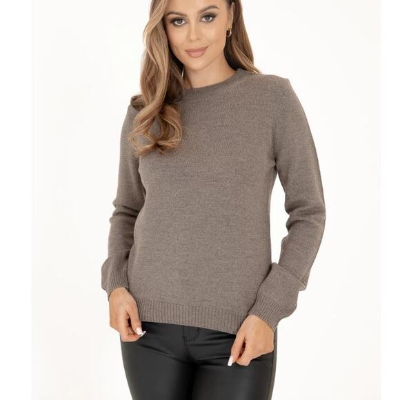 Knittons Women’s Merino Wool Sweater Crew Neck Pullover Brown - Picture 3 of 6